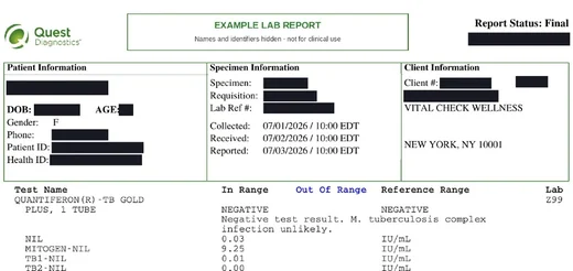 Supporting laboratory result, page two of the example file