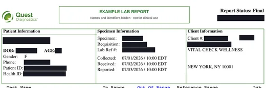 Supporting laboratory result, page two of the example file